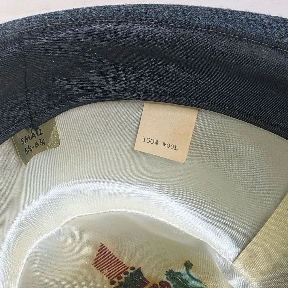 Vintage Tweed Wool Towncraft Fedora‎ Hat Gray Size Small 6 3/4 - 6 7/8